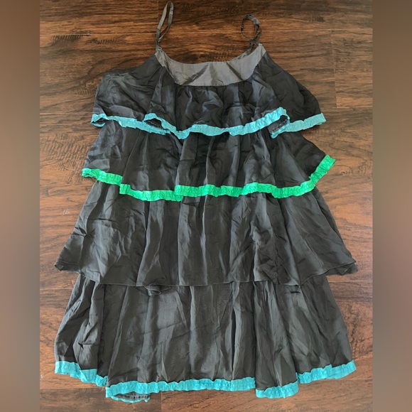 Marc by Marc Jacobs Silk Gray Blue Green Ribbon Tiered Dress size 10 - Picture 1 of 4